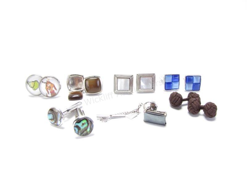 Appraisal: Six pair of cufflinks including opal inset links mother-of-pearl inset