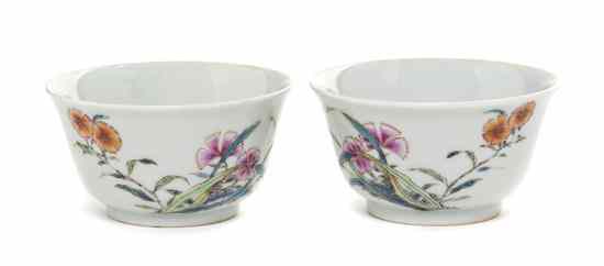 Appraisal: A Pair of Chinese Porcelain Cups each having a slightly