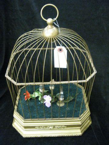 Appraisal: Bird Mechanical Music Box trio of birds in a cage