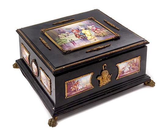 Appraisal: A Viennese Enameled Table Casket Width inches A Viennese Enameled