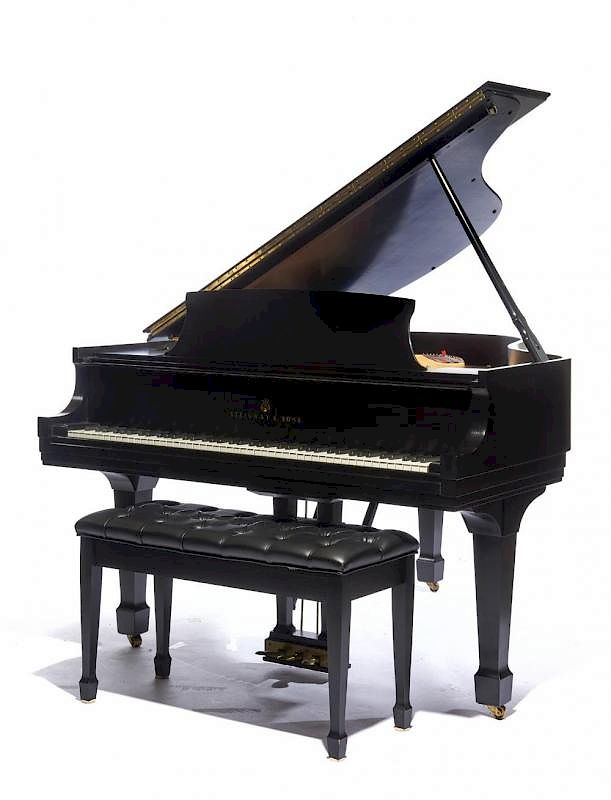 Appraisal: Steinway Ebonized Baby Grand Piano with bench c Steinway Baby