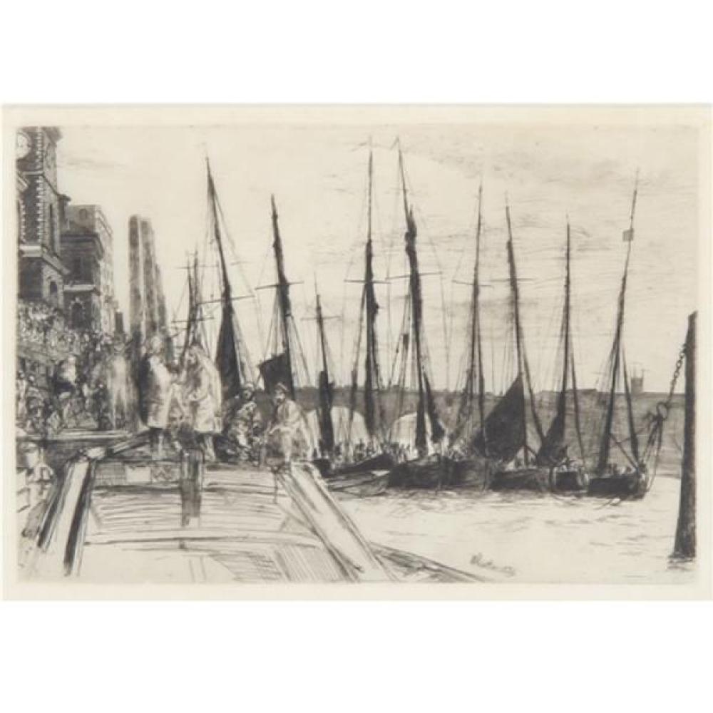 Appraisal: JAMES ABBOTT MCNEILL WHISTLER - BILLINGSGATE ETCHING ON JAPAN PAPER