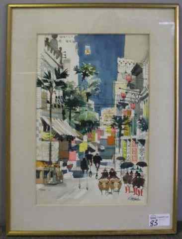 Appraisal: KINGMAN Dong Moy Chu Oriental Street Scene Signed lower right