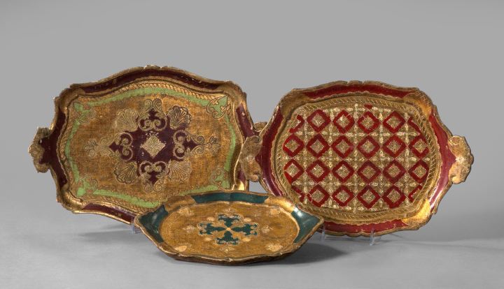 Appraisal: Collection of Three Florentine Wooden Trays second quarter th century