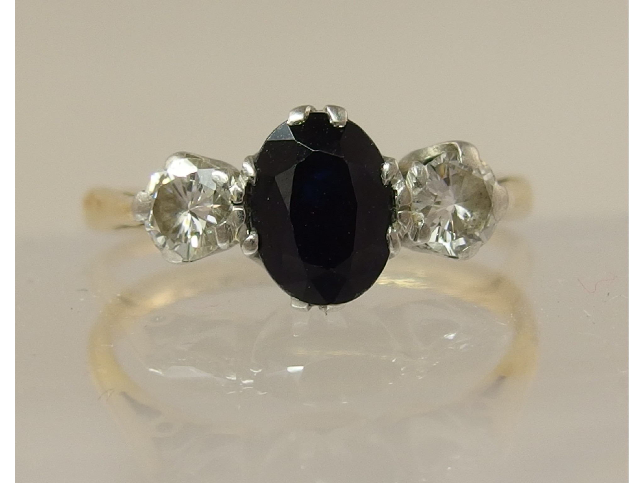 Appraisal: An ct and platinum sapphire and diamond ring diamonds of