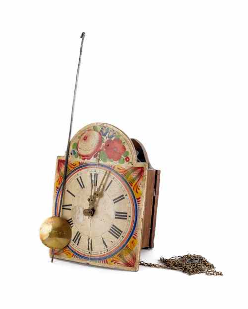 Appraisal: Continental wall clock th c with painted wood dial h