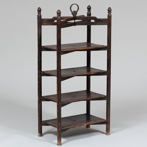 Appraisal: CHINESE METAL-MOUNTED STAINED HARDWOOD FOUR-TIER ETAGERE x x in Property