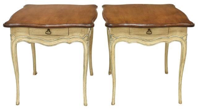 Appraisal: pair French Louis XV style painted side tables th c