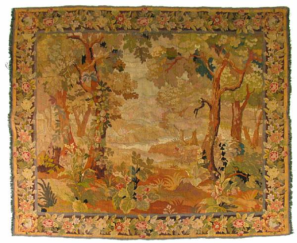 Appraisal: A verdure style tapestry late th early th century dimensions