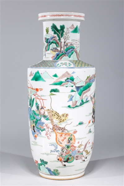 Appraisal: Chinese famille verte enameled porcelain vase with warriors and precious