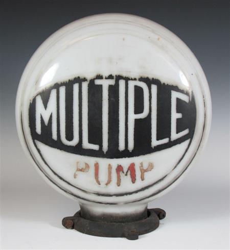 Appraisal: An opaque glass petrol pump globe marked 'Multiple Pump' on