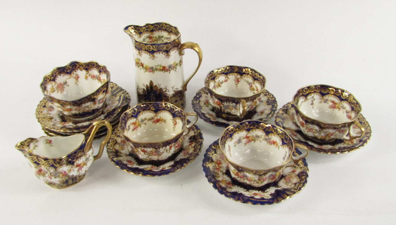 Appraisal: A Staffordshire porcelain late thC part tea service of fluted