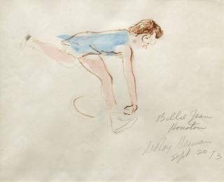 Appraisal: LeRoy Neiman American - Billie Jean King watercolor ink and