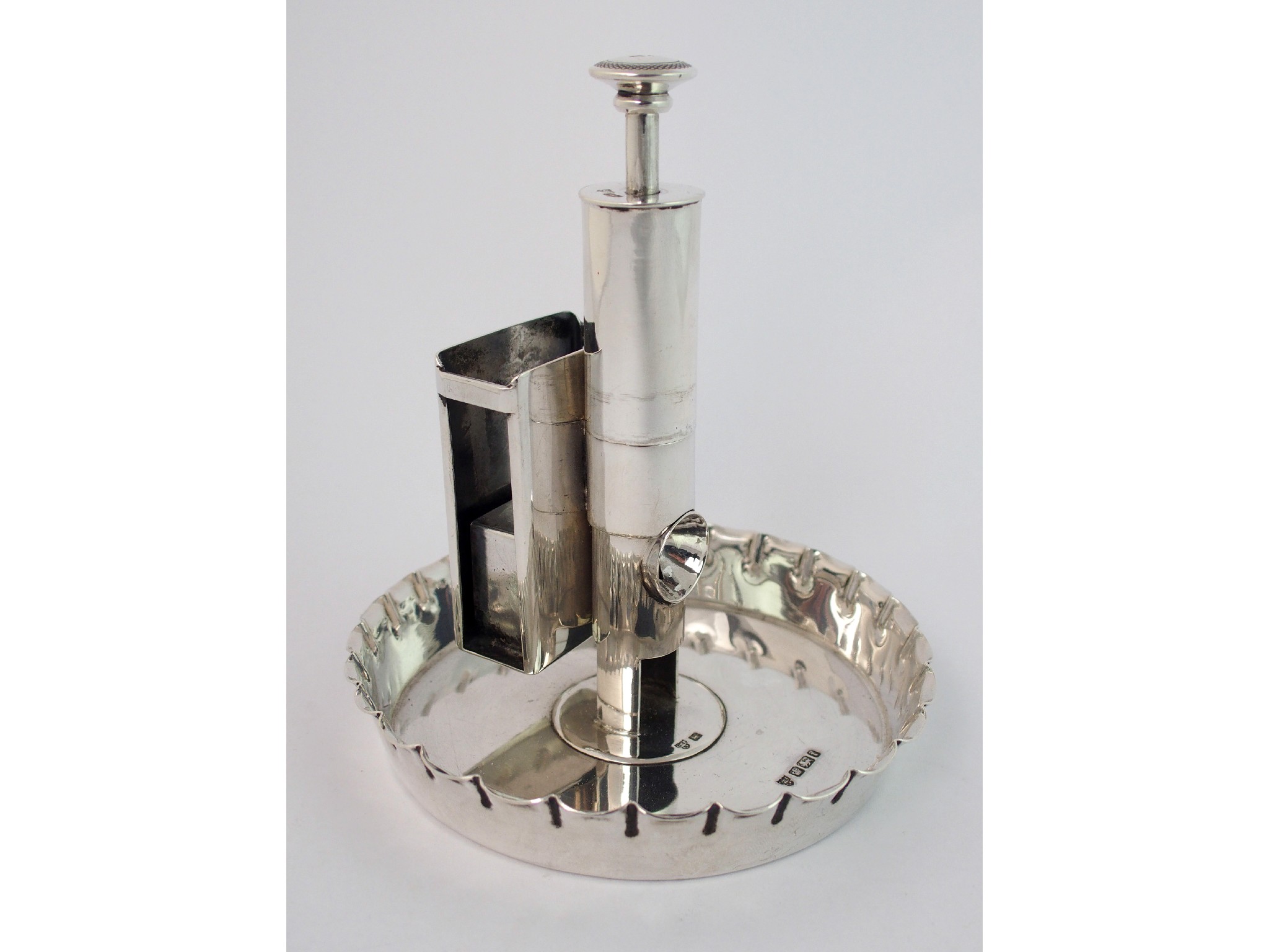 Appraisal: A silver desk-top smoker's standby Charles Edward Nixon Sheffield of