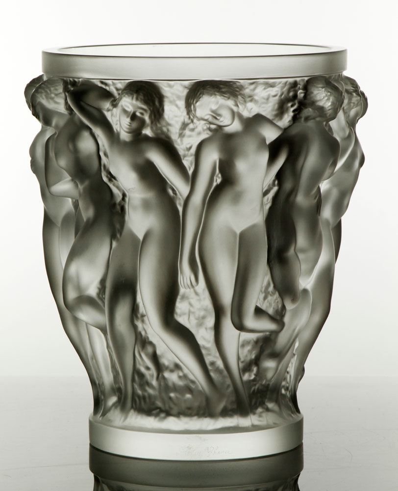 Appraisal: - Lalique Bacchantes Vase Lalique Bacchantes molded and frosted glass