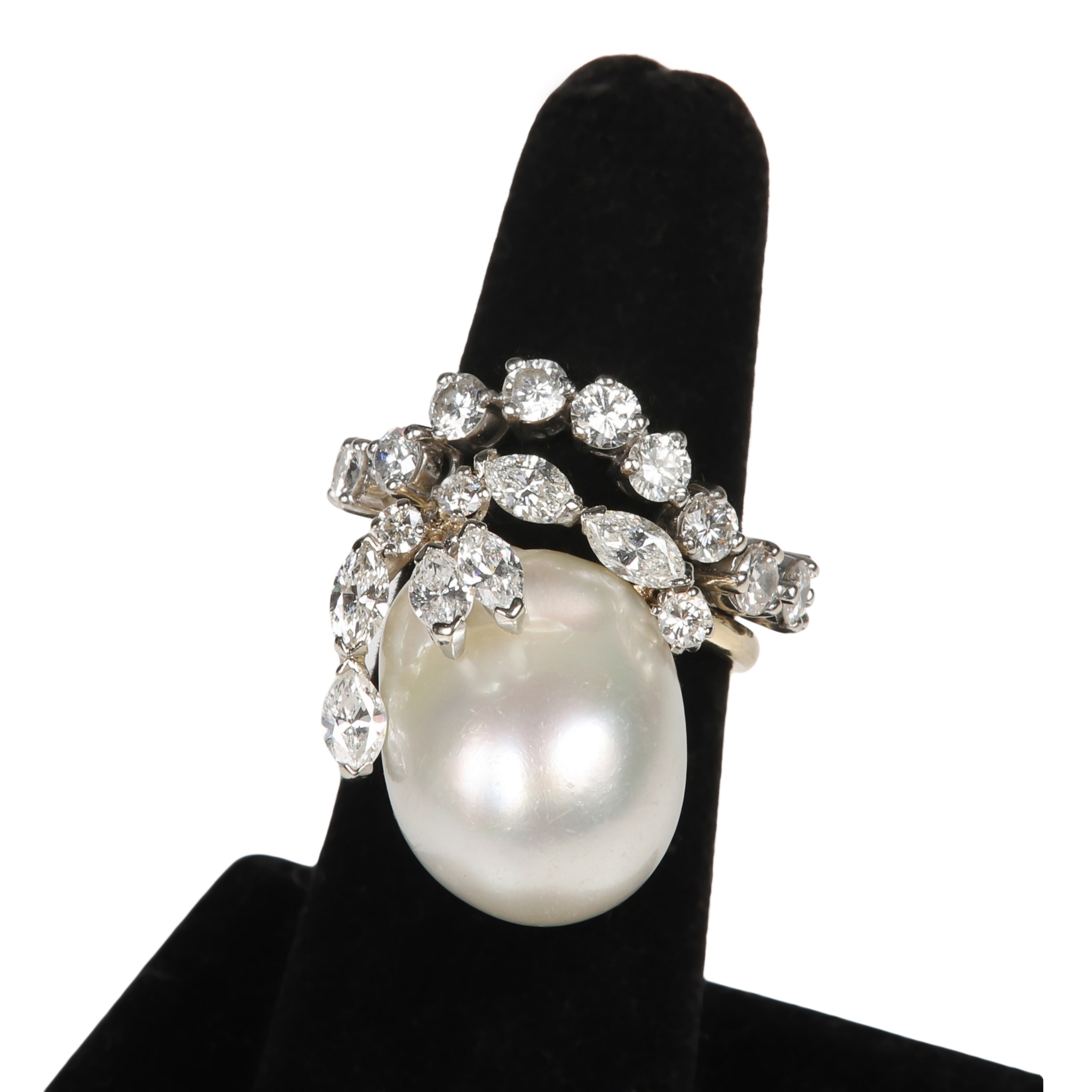 Appraisal: Pearl cocktail ring and diamond eternity band to include mabe