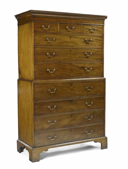 Appraisal: A George III mahogany secretaire tallboy cm wide cm high