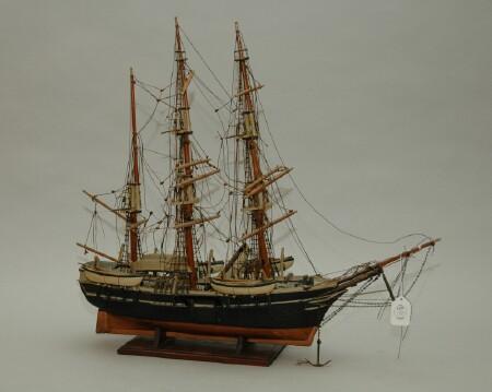 Appraisal: Carved and Painted Wood Model of a Three-Masted Whaler