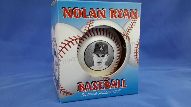 Appraisal: Nolan Ryan Facsimile Signature Collector Baseball with photograph on baseball