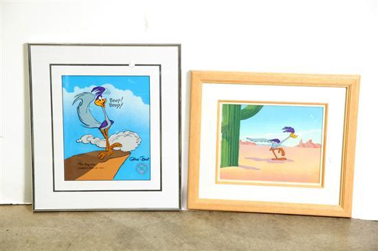 Appraisal: TWO ANIMATION CELLS Both Roadrunner to h to w Framed