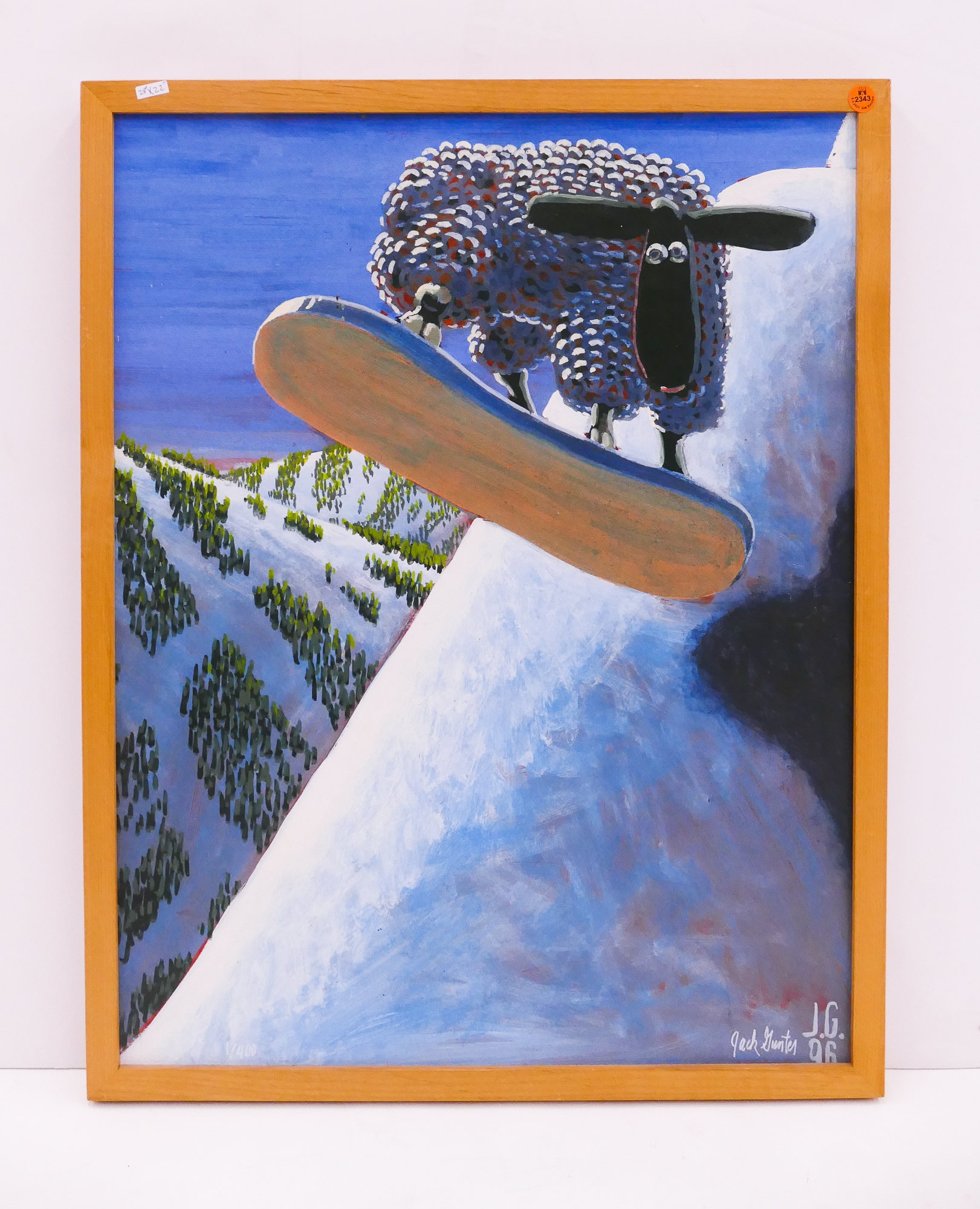 Appraisal: Jack Gunter b Washington ''Snow Boarding Sheep'' Giclee on Canvas