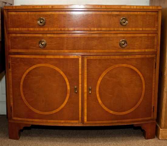 Appraisal: Federal style stringer inlaid mahogany bow front server Estimate -