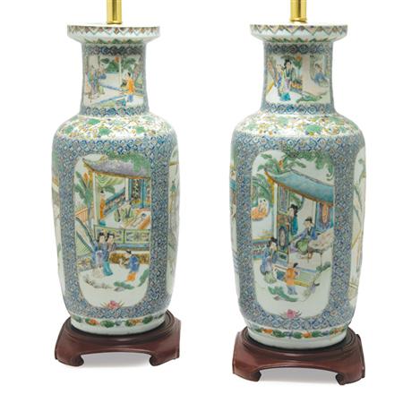 Appraisal: Pair of Chinese Famille Verte Porcelain Vases Estimate -