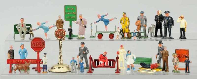 Appraisal: Lot of Figures Railroad Signs Various figures with benches parking