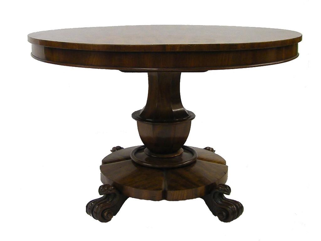 Appraisal: William IV circular mahogany centre table the tilt-top upon an