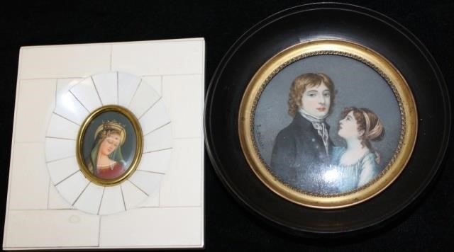 Appraisal: MINIATURE TH C PORTRAITS ONE DEPICTS YOUNGBOY GIRL SIGNED Z