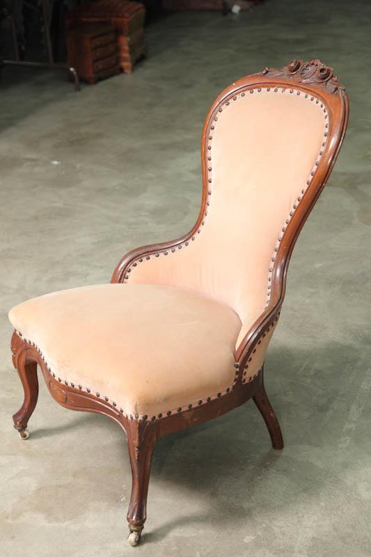 Appraisal: PAIR OF VICTORIAN CHAIRS Walnut Ladies and Gents chairs with