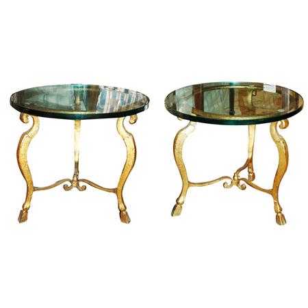 Appraisal: Pair of Gilt-Metal and Glass Occasional Tables Estimate nbsp nbsp