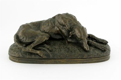 Appraisal: Paul Gayrard French - Recumbent Irish Wolfhound signed Gayrard London