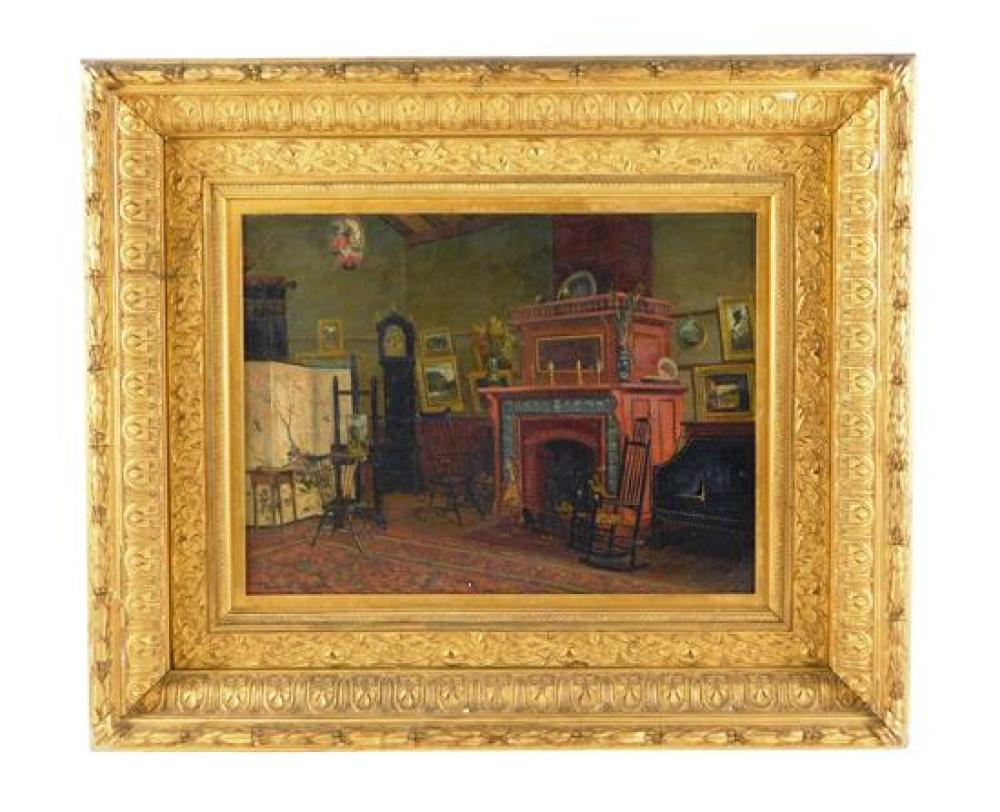 Appraisal: Frank Henry Shapleigh American - oil on canvas interior portrait