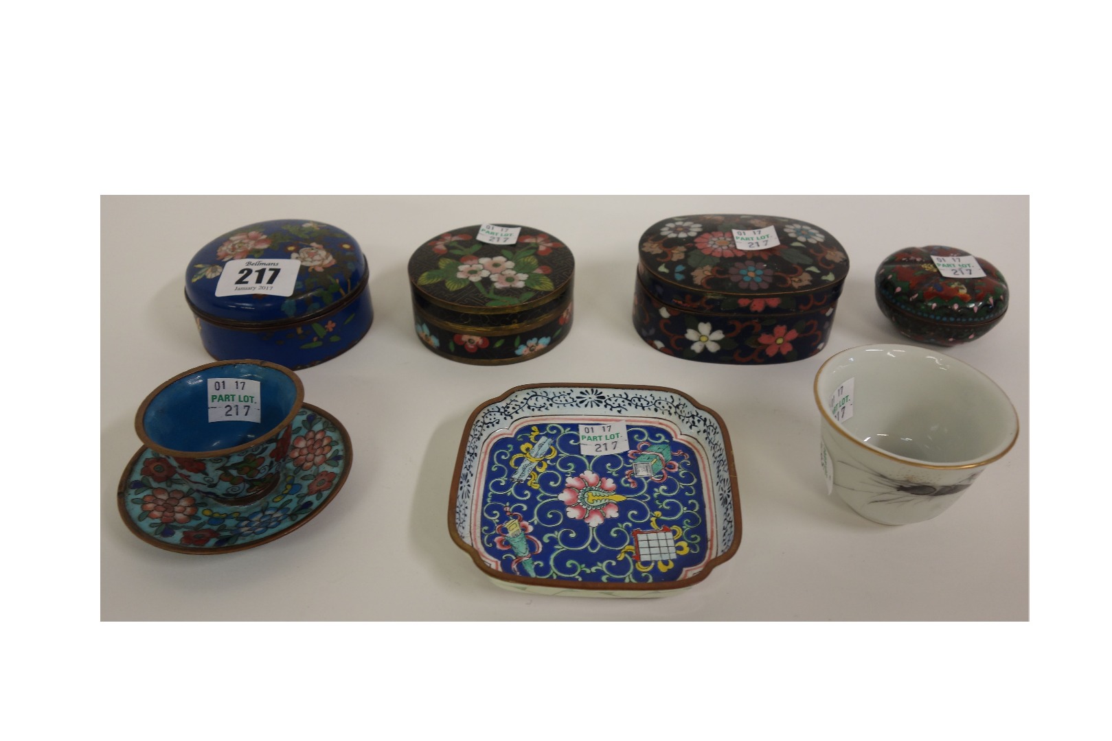 Appraisal: A group of four Chinese cloisonne boxes and covers th