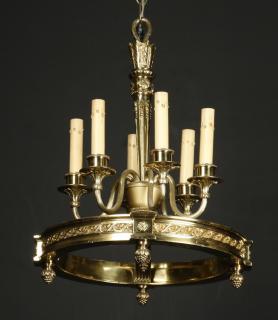 Appraisal: Empire style gilt bronze chandelier h Empire style gilt bronze