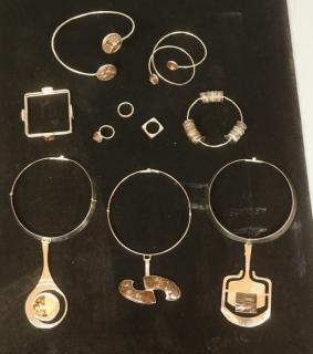 Appraisal: pcs Colombia Modernist Jewelry Silver metal wi pcs Colombia Modernist