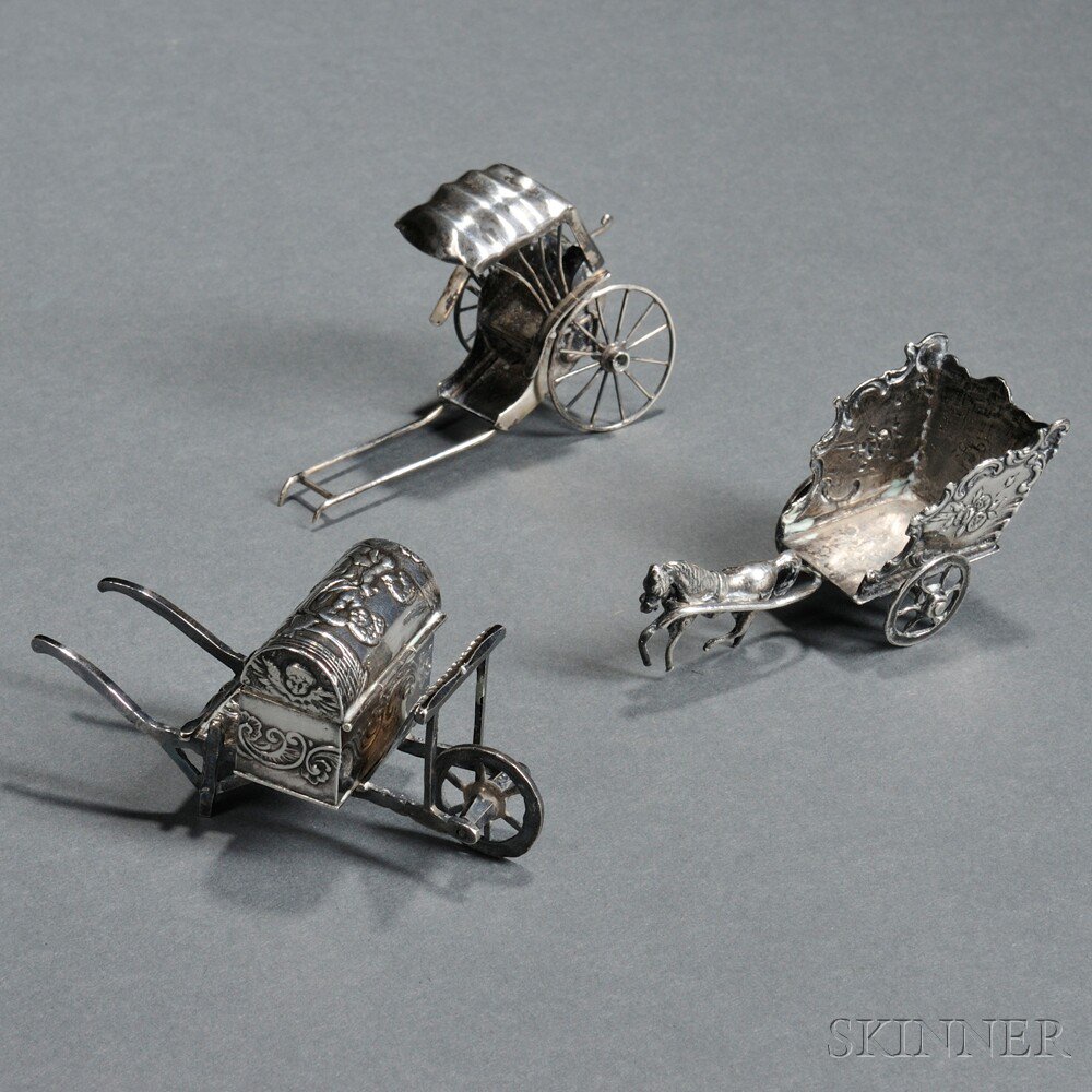 Appraisal: Three Continental Silver Miniatures late th early th century a