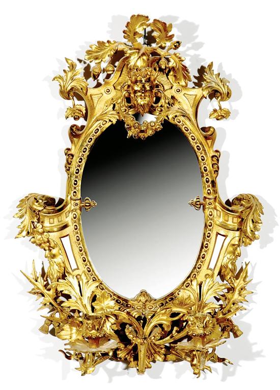 Appraisal: French ormolu and mirrored sconce late th century oak leaf