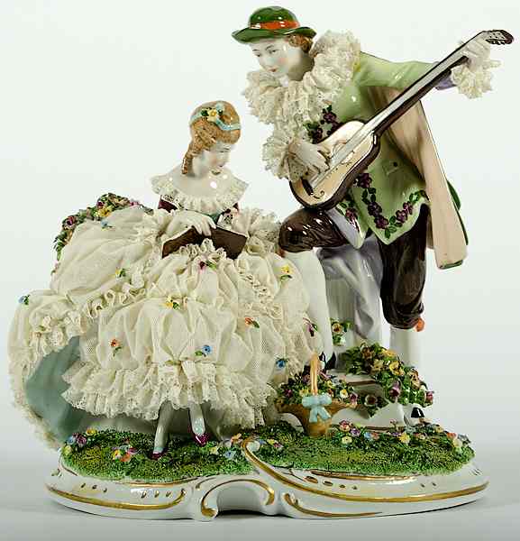 Appraisal: German Schreiber Porcelain Figural Group German a figural group of