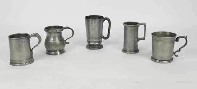 Appraisal: An th Century pewter half pint bellied measure three pewter