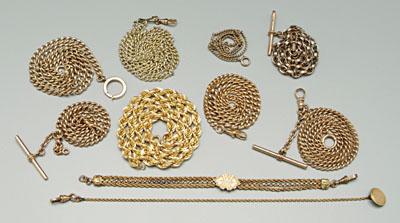 Appraisal: Ten gold chains one kt chain grams - in five