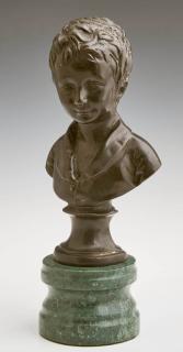 Appraisal: Patinated Bronze Bust of a Boy th c on a