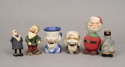 Appraisal: Papier-M ch Bobbing-Head Santa Claus Figure and a Polychrome Carved