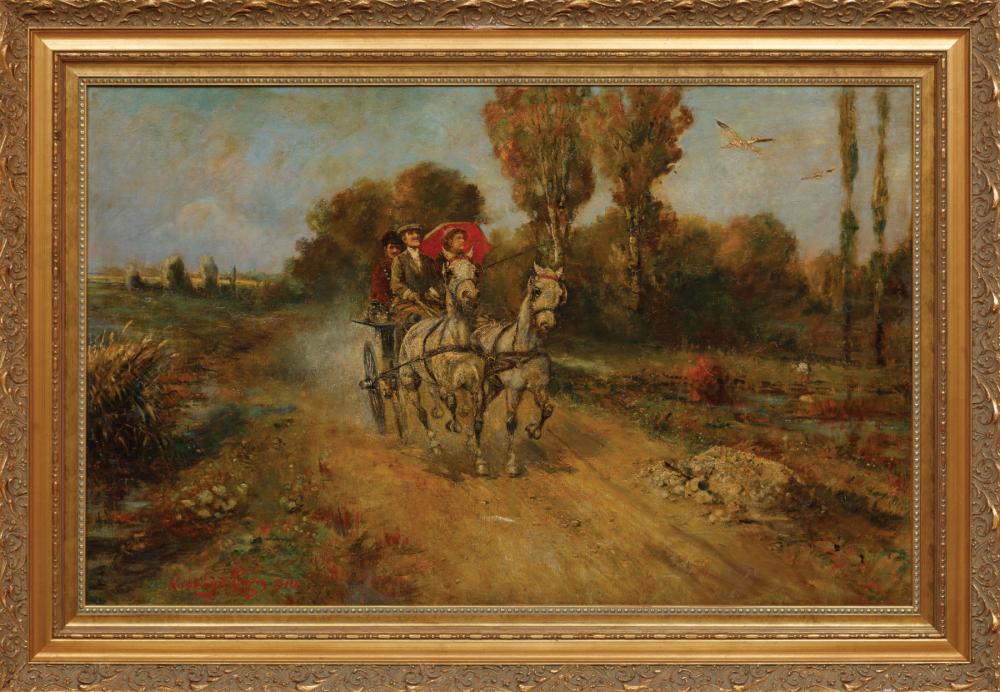 Appraisal: Lajos Kub nyi Hungarian - The Carriage Ride oil on