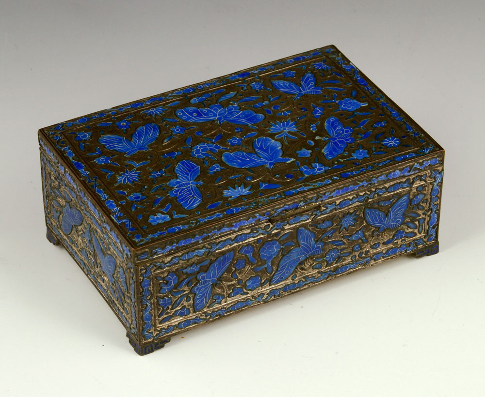 Appraisal: - Enameled Box Silver over Wood Enameled box silver over