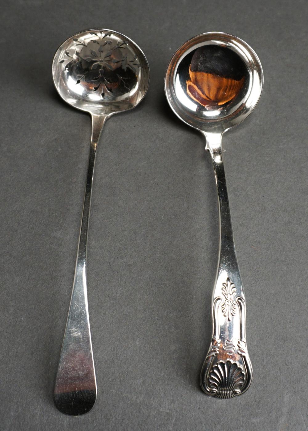 Appraisal: Two Scottish Silver Sauce Ladles c and c ozt