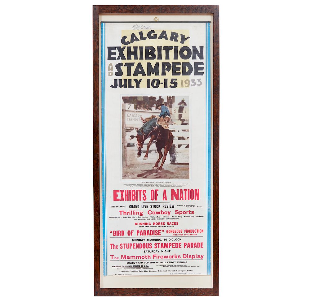 Appraisal: Calgary Stampede Poster Framed poster for the Calgary Exhibition and