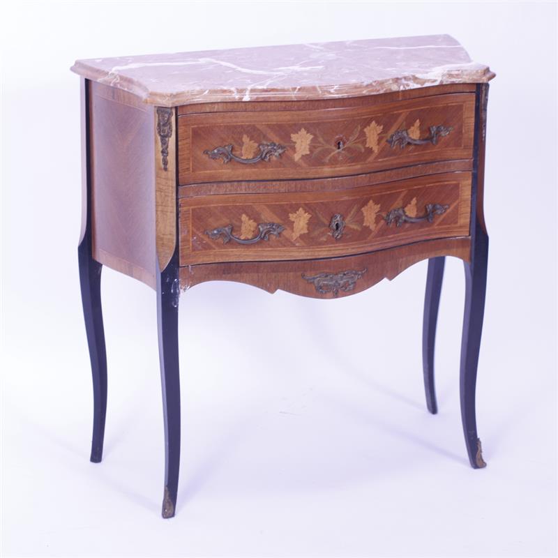 Appraisal: Italian Louis XV style marble top two drawer commode with