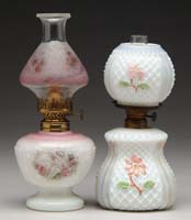 Appraisal: TWO WMG MINI LAMPS S - Milk glass base with